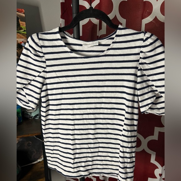 Charter Club Navy and White Striped Blouse - Picture 1 of 4